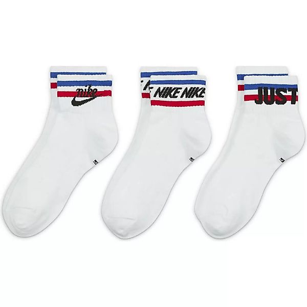 Nike Sportswear Essentials Ankle 3 Paare Socken EU 38-42 White / Black / Ga günstig online kaufen