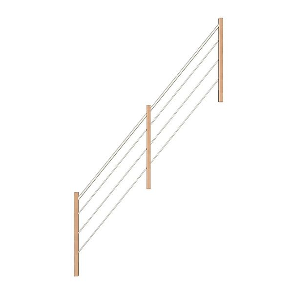 StarWood Holz-Edelstahl-Geländer Weiß Buche Rechts FSC® günstig online kaufen