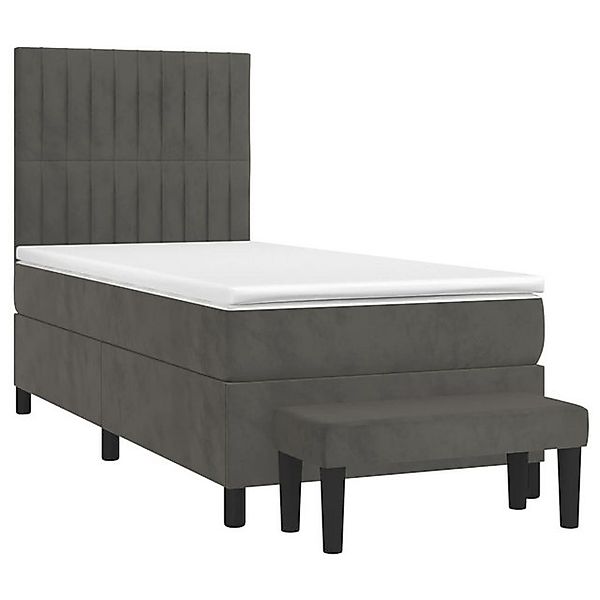 vidaXL Boxspringbett, Boxbett mit Matratze Dunkelgrau 90x190 cm Samt günstig online kaufen
