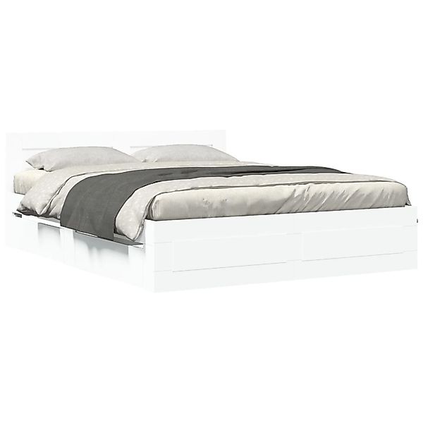 vidaXL Bettgestell mit Kopfteil ohne Matratze Weiß 150x200 cm 3295555 günstig online kaufen