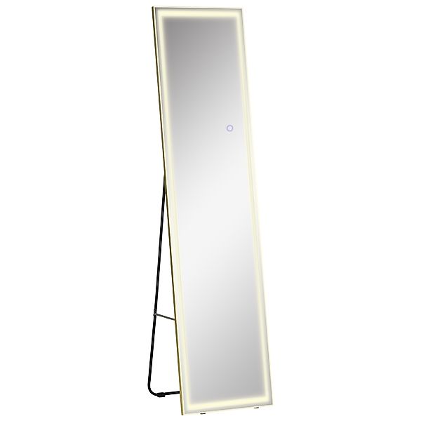 HOMCOM Wandspiegel mit LED 2 in 1 Standspiegel Ganzkörperspiegel Aluminiumr günstig online kaufen