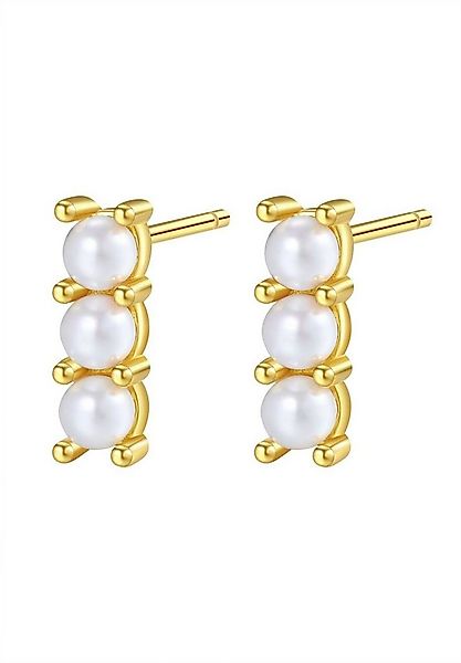 Hey Happiness Paar Ohrstecker Perlen weiß, Ohrhänger 18K Vergoldet, Silber günstig online kaufen