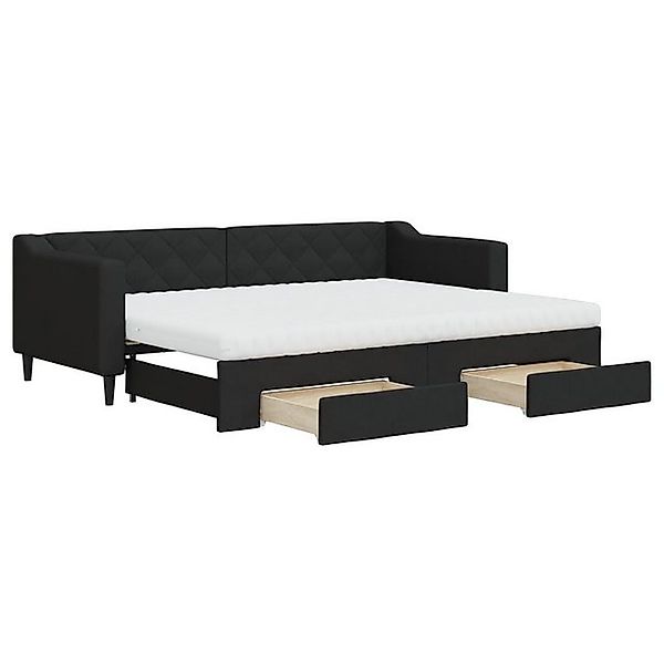 vidaXL Bett, Tagesbett Ausziehbar mit Schubladen Schwarz 80x200 cm Stoff günstig online kaufen