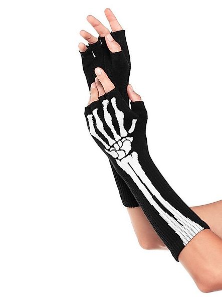 Leg Avenue Kostüm Fingerlose Skeletthandschuhe günstig online kaufen