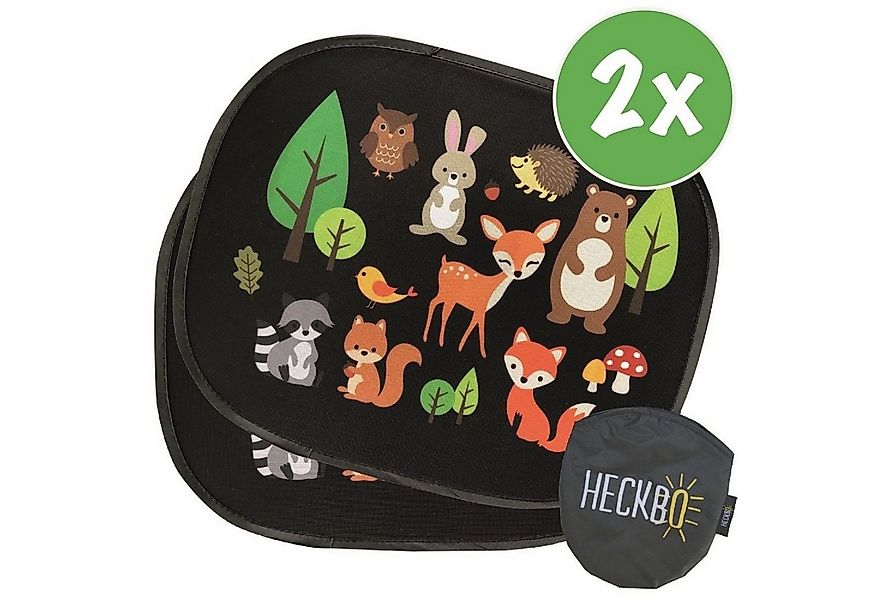 HECKBO Sonnenschutz 2X Auto Sonnenblende mit 8 Saugnäpfen - Waldtiere Tiere günstig online kaufen