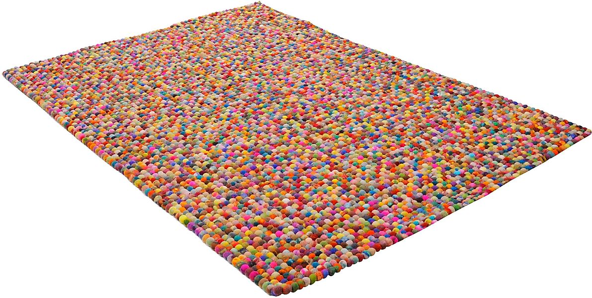 THEKO Wollteppich »Felty 2.2«, rechteckig, 22 mm Höhe, Filzkugel-Teppich, r günstig online kaufen