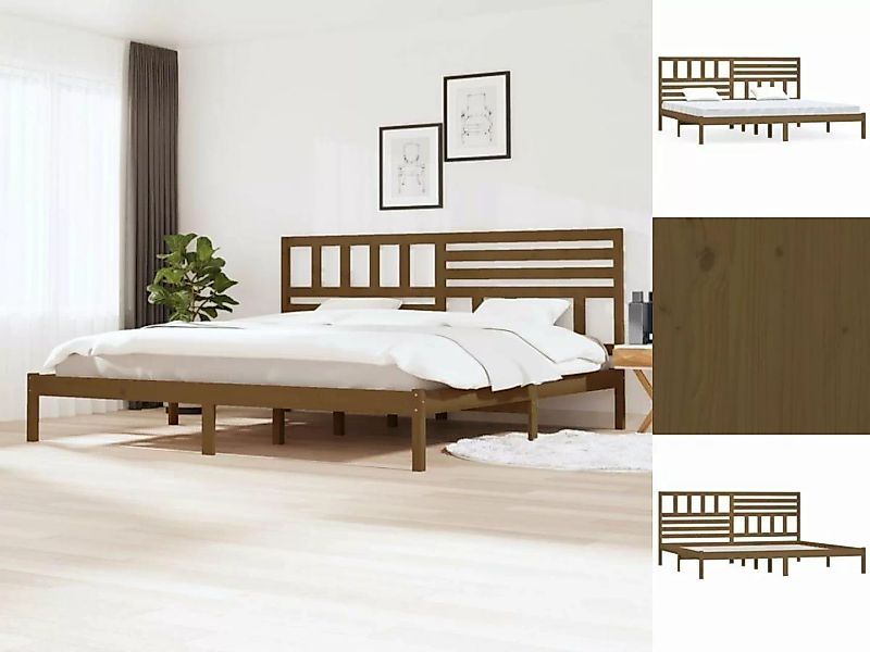 vidaXL Bettgestell Massivholzbett Honigbraun Kiefer 200x200 cm Doppelbett B günstig online kaufen