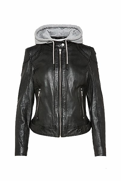 SOCCX Lederjacke, mit Kapuze, mit Druckknopfriegel an den Seiten günstig online kaufen