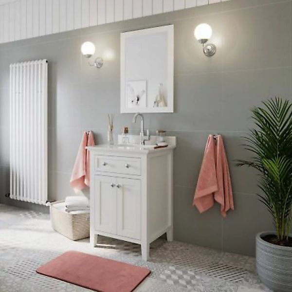 Lomadox Waschtisch Set Landhausstil EVERETT-02 Massivholz in weiß lackiert günstig online kaufen