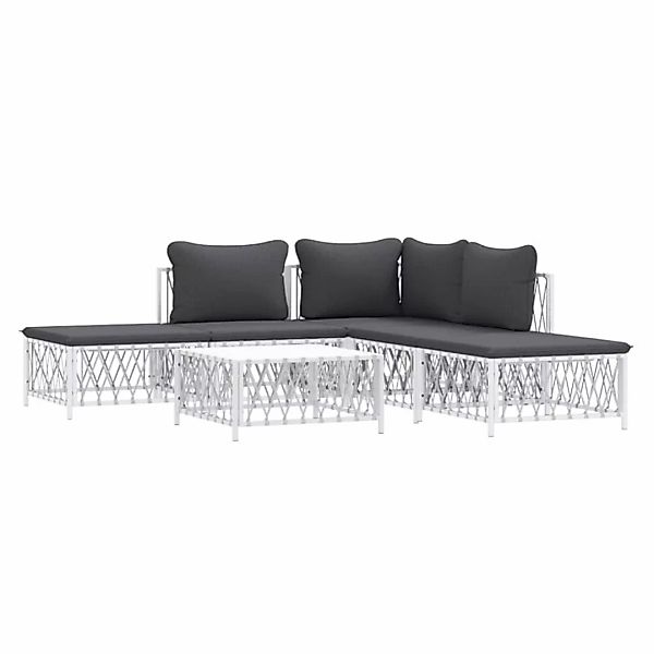 Vidaxl 6-tlg. Garten-lounge-set Mit Kissen Weiß Stahl günstig online kaufen