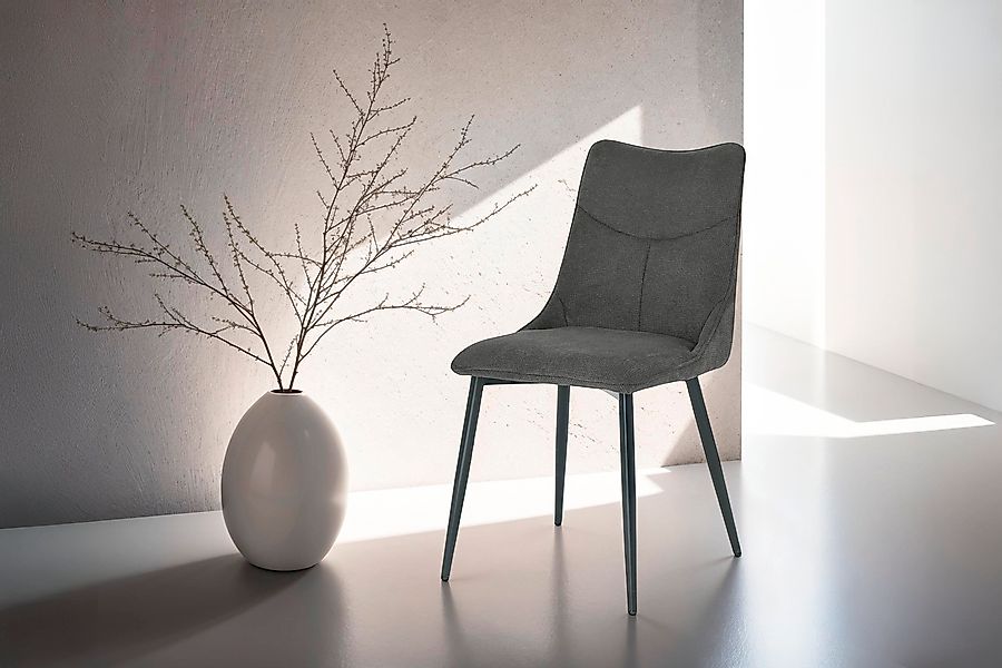 byLIVING Esszimmerstuhl »Carlo (2er-Set)«, (Set), Gestell Metall schwarz, K günstig online kaufen