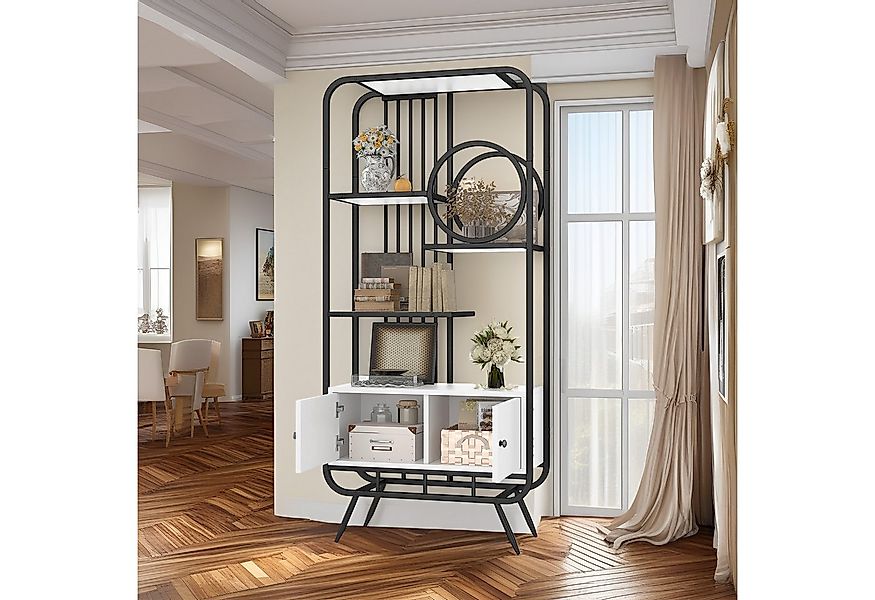 MODFU Bücherregal Wandregal, Metallregal mit Doppeltür & 3 Regalböden, Weiß günstig online kaufen