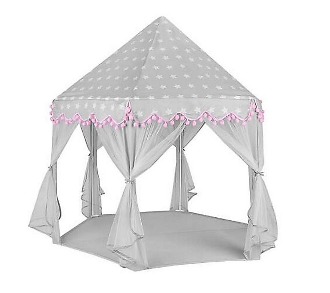 KRUZZEL Spielzelt Großes Zelt Kinder Grau Rosa kreatives Spielzelt Pompons günstig online kaufen