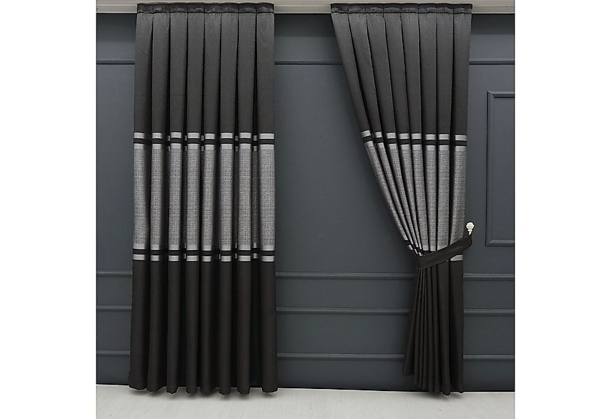 Gardinen by Justyna Vorhang 2er Fon Seiten Schal Set Schwarz (4 St), Kräuse günstig online kaufen