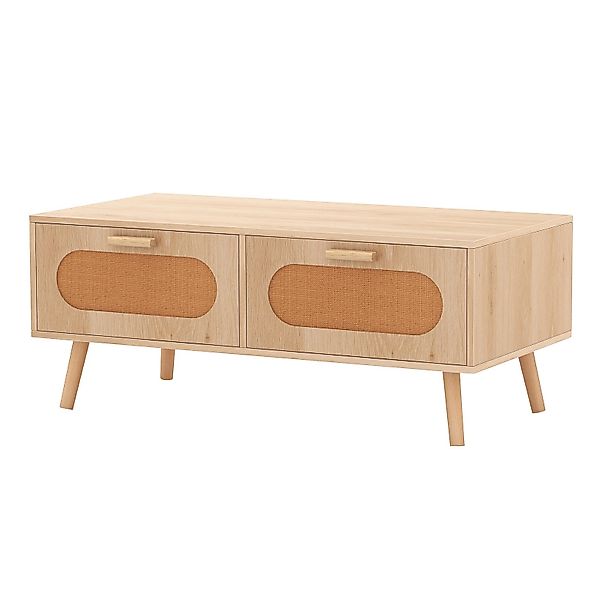 COSTWAY Couchtisch, Rattan, mit Schubladen, Fach, günstig online kaufen