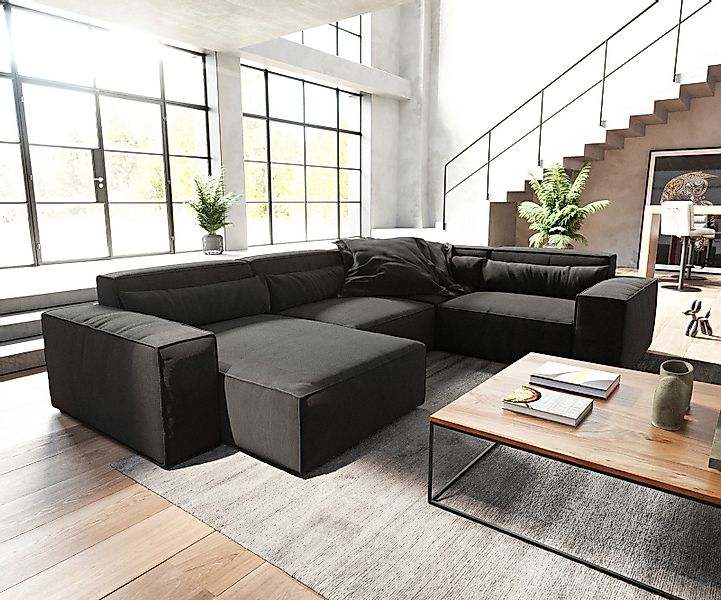 DELIFE Wohnlandschaft Sirpio, Mikrofaser Schwarz 300x210 günstig online kaufen