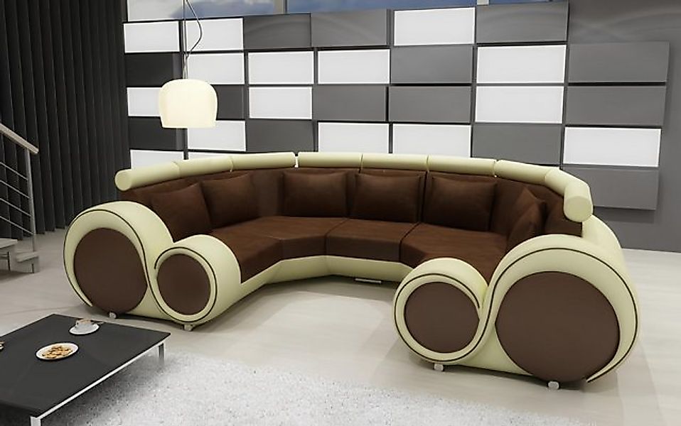 JVmoebel Ecksofa Ecksofa + USB Wohnlandschaft U Form Textil Big XXL Ecksofa günstig online kaufen