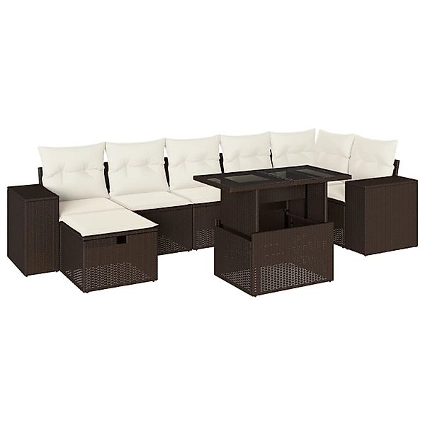 vidaXL 8-Tlg Garten-Sofagarnitur mit Kissen Braun Poly Rattan 3275313 günstig online kaufen