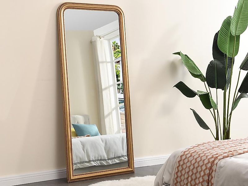 Spiegel im Vintage-Stil aus Paulownia-Holz - B 80 x H 180 cm - Goldfarben m günstig online kaufen