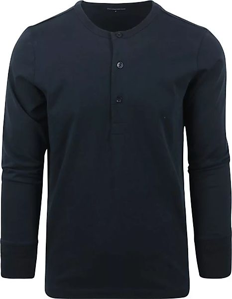 KnowledgeCotton Apparel Langarm T-shirt Henley Dunkelblau - Größe XL günstig online kaufen