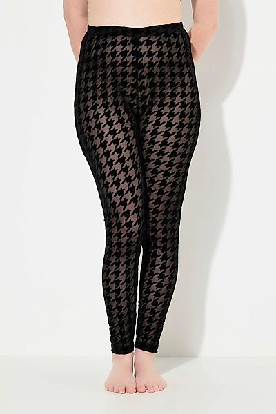 Ulla Popken Feinstrumpfhose Strumpf-Leggings Flockdruck Hahnentritt günstig online kaufen