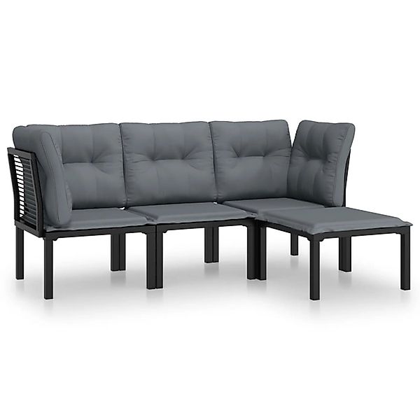 vidaXL Gartenlounge-Set 4-tlg. Garten-Lounge-Set Schwarz und günstig online kaufen