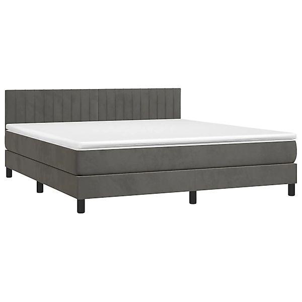 vidaXL Boxspringbett mit Matratze & LED Dunkelgrau 160x200 cm Samt 3134532 günstig online kaufen
