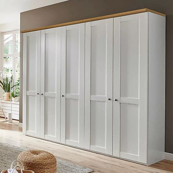 Landhaus Drehtürenkleiderschrank in Weiß Eiche Bianco günstig online kaufen