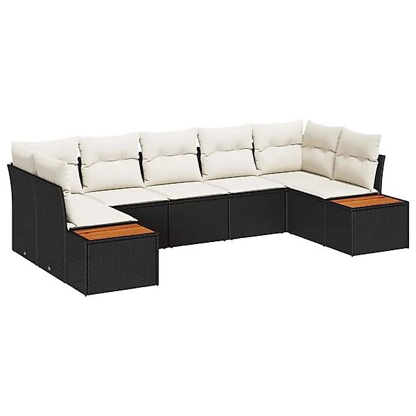 vidaXL Gartensofa-set mit Kissen 7-Tlg Schwarz und Creme Poly-Rattan 335682 günstig online kaufen