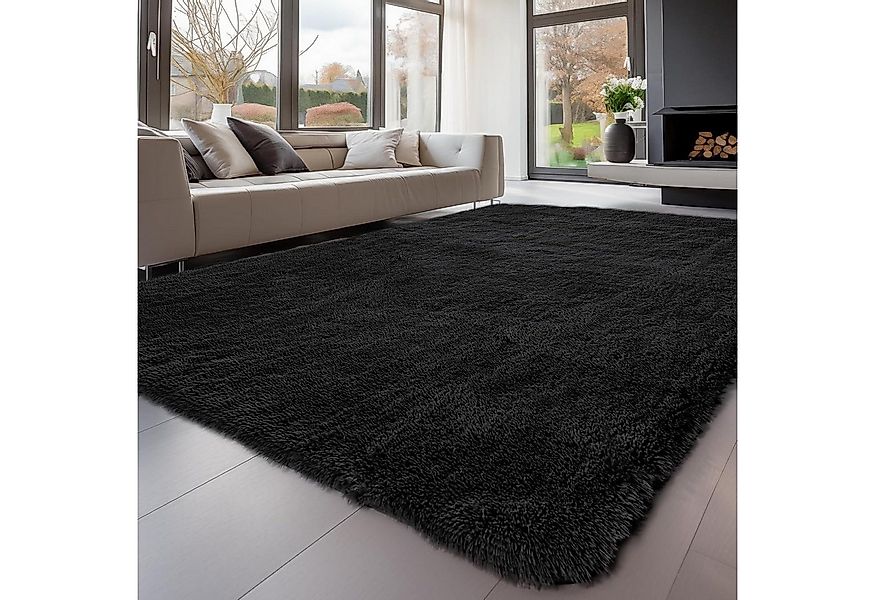 LuxusKollektion Hochflor-Teppich Teppich Hochflor Grau 240x340 Schwarz 240 günstig online kaufen