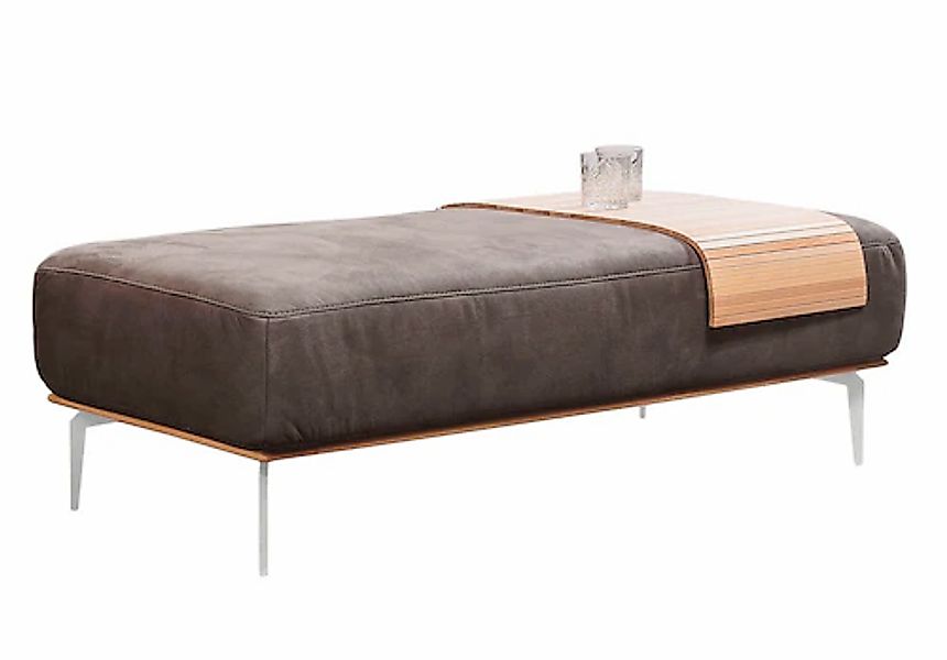 W.SCHILLIG Polsterhocker mit elegantem Holzsockel, Füße in Chrom glänzend, günstig online kaufen