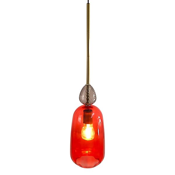Dapo Decken Pendelleuchte Leni 15cm Glas Rot Anthrazit E27 IP20 günstig online kaufen