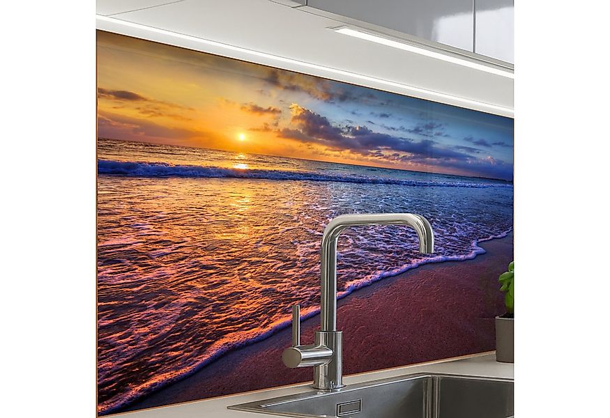 KitchenYeah Küchenrückwand selbstklebend Meer - Strand - Sonnenuntergang - günstig online kaufen