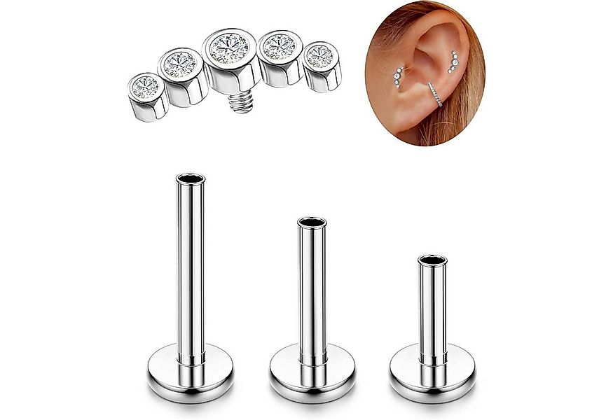 Adramata Piercing-Set Adramata G23 Titan Helix Tragus Piercing Set Silber G günstig online kaufen