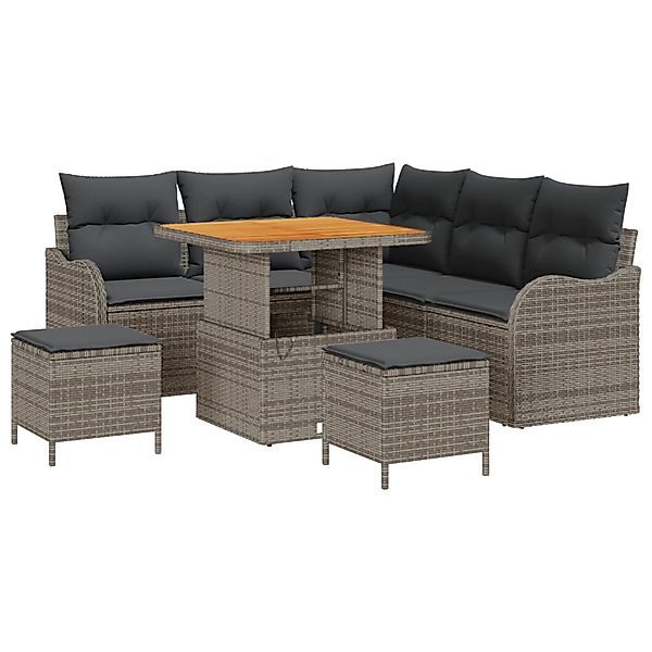 vidaXL Garten-Sofa-Set 8-Tlg Grau Poly Rattan 3362263 günstig online kaufen