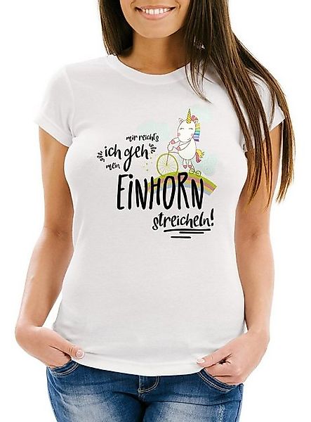 MoonWorks Print-Shirt Damen T-Shirt Einhorn auf Fahrrad "Mir reichts ich ge günstig online kaufen