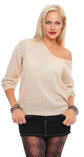 Mississhop V-Ausschnitt-Pullover Damen Strick Pullover Sweatshirt günstig online kaufen