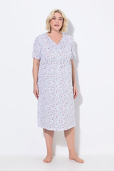 Ulla Popken Nachthemd Nachthemd Blüten V-Ausschnitt günstig online kaufen