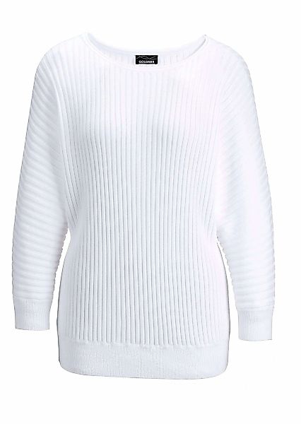 GOLDNER Rundhalspullover "Kurzgröße Baumwollmix mit Fledermausärmeln" günstig online kaufen