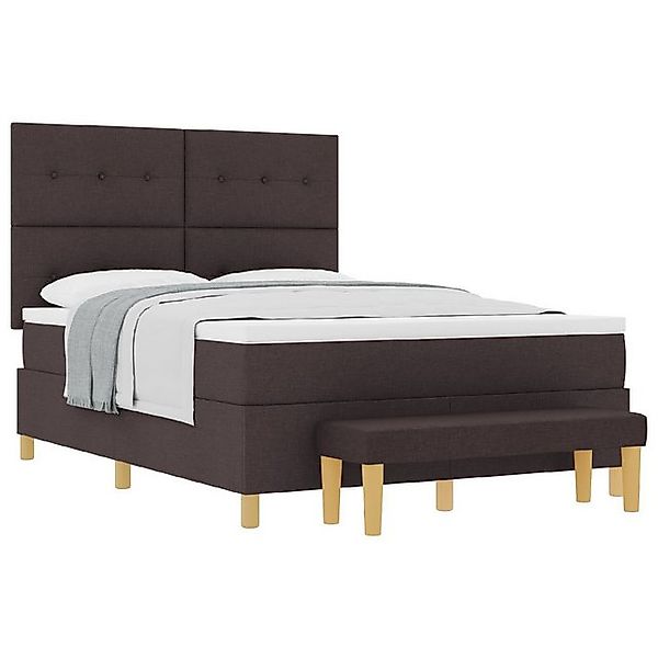 vidaXL Bett Boxspringbett mit Matratze & Bank Dunkelbraun 140x190 cm Stoff günstig online kaufen