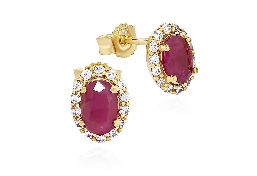 NKlaus Paar Ohrstecker Paar Solitär echt Rubin Ohrstecker 333 Weiß Gold 8x7 günstig online kaufen