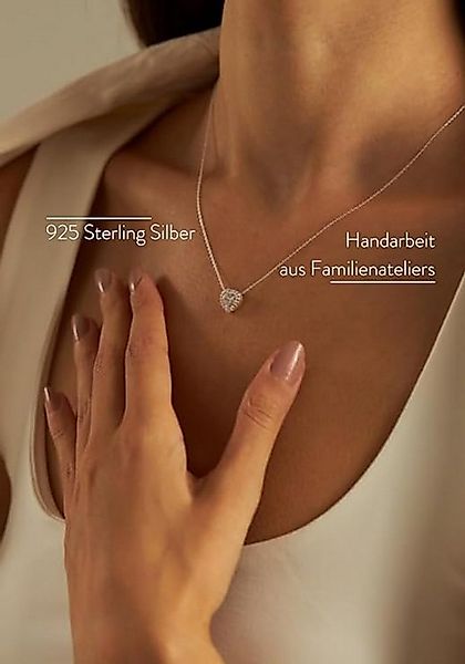 Einzelstück Charm-Kette Halskette mit Herz Anhänger 925 Sterling Silber günstig online kaufen