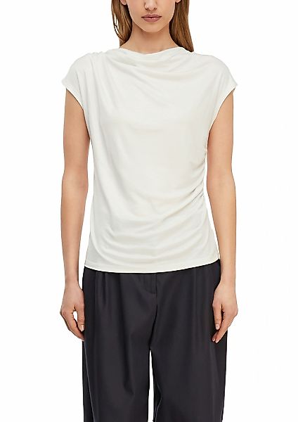 Comma Rundhalsshirt Sommershirt - gerafft und aus reiner Viskose günstig online kaufen