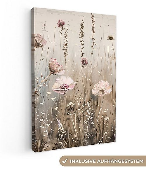 OneMillionCanvasses® Leinwandbild Blumen - Rosa - Modern - Beige, Fotodruck günstig online kaufen