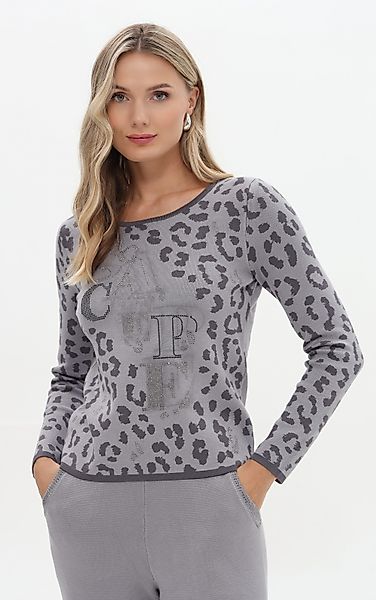 Passioni Strickpullover Pullover mit Leoprint und günstig online kaufen