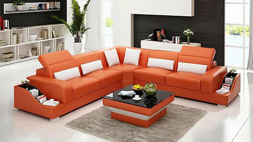 Xlmoebel Ecksofa Wohnzimmer Ecksofa aus Leder mit L-Form und passendem Tisc günstig online kaufen