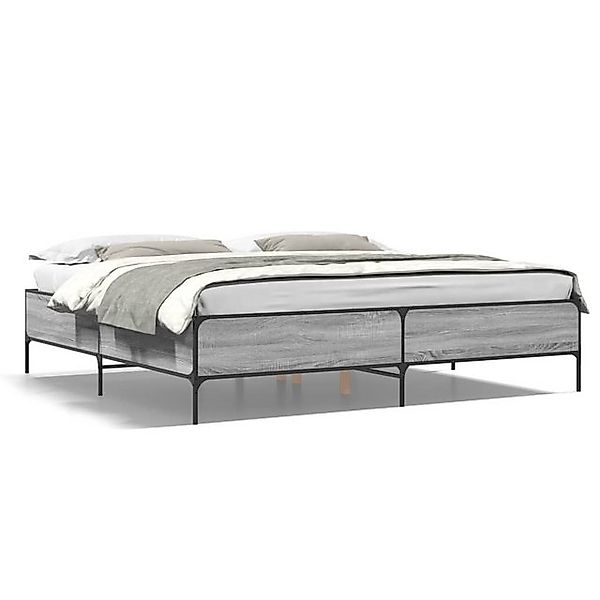 vidaXL Bettgestell, Bettrahmen Braun Eichen-Optik 200x200 cm Holzwerkstoff günstig online kaufen