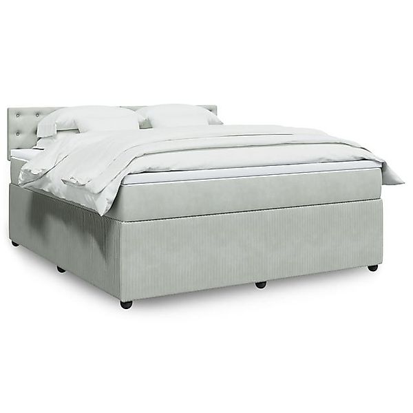 vidaXL Boxspringbett, Boxspringbett mit Matratze Hellgrau 180x200 cm Samt günstig online kaufen