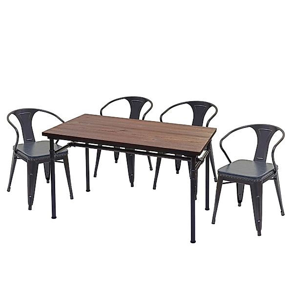 MCW Esszimmer-Set H10 5-teilig 4x Esszimmerstuhl Esszimmertisch Grau günstig online kaufen