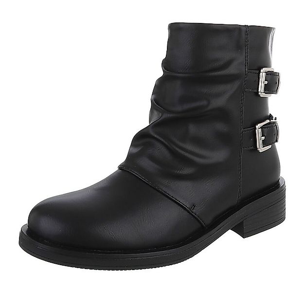 Ital-Design Modischer Damen-Boot mit Raffung und Schnallen Stiefelette (905 günstig online kaufen